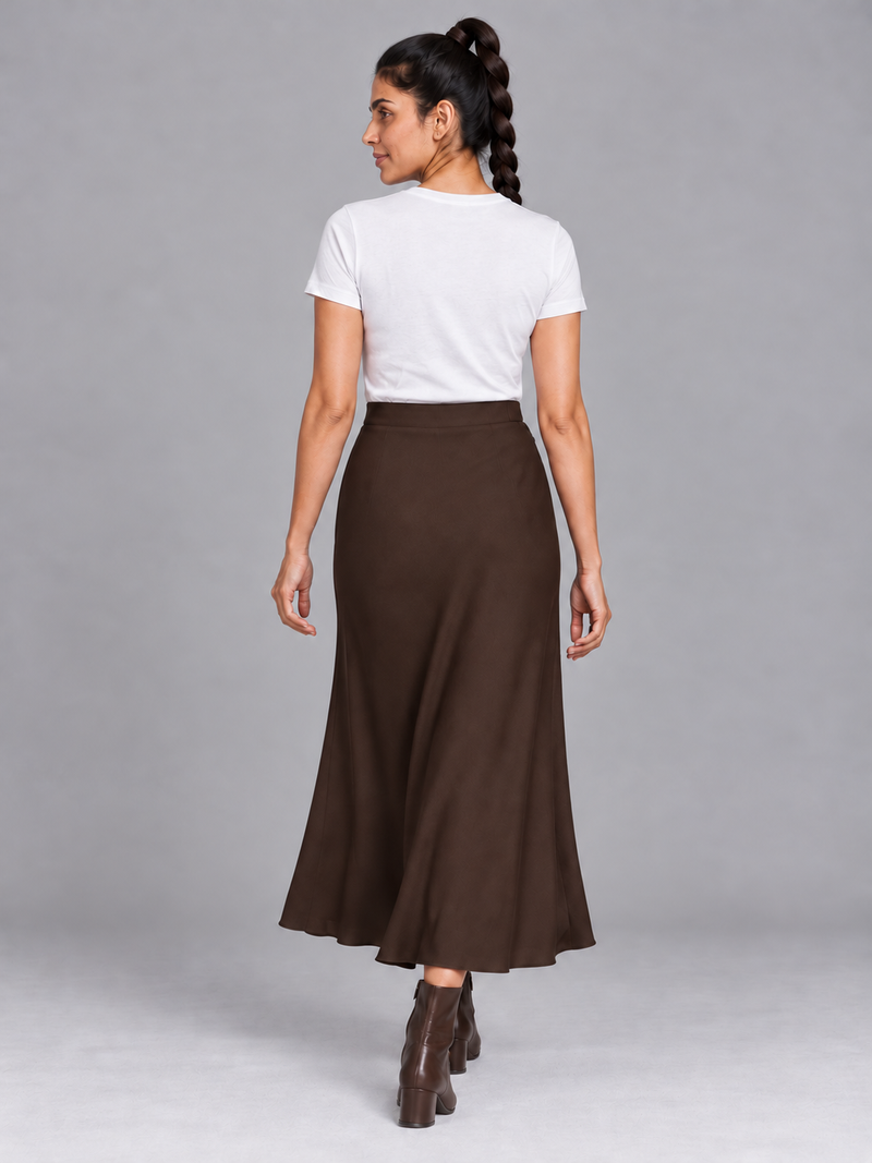 STILL Women's Evening Bias Midi Skirt — Espresso, View 2