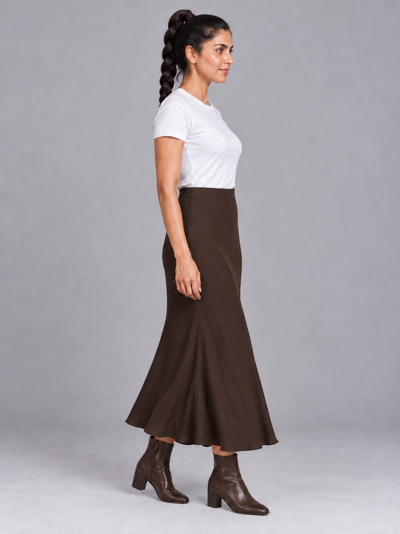 STILL Women's Evening Bias Midi Skirt — Espresso, View 4