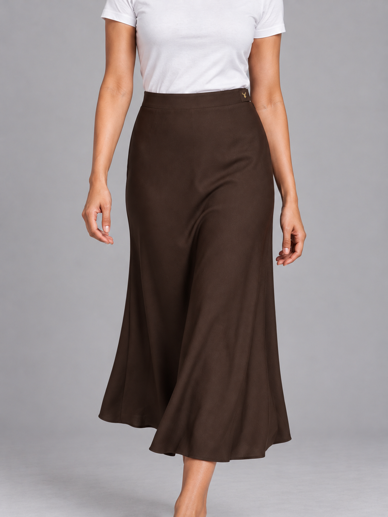 STILL Women's Evening Bias Midi Skirt — Espresso, View 5