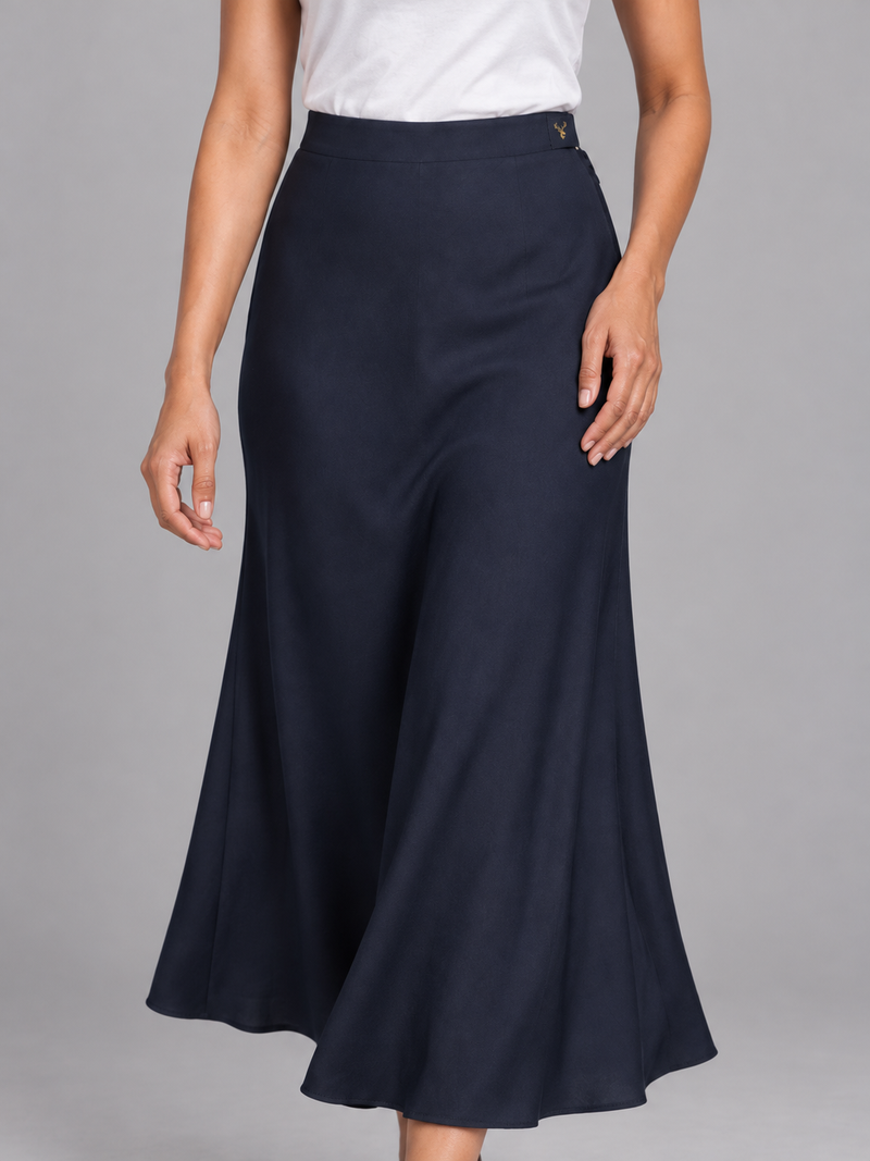 STILL Women's Evening Bias Midi Skirt — Ink Navy, View 5