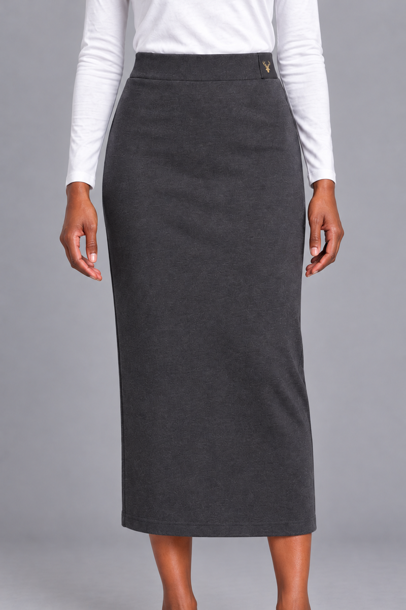 STILL Women's Soft Column Knit Skirt — Charcoal, View 5