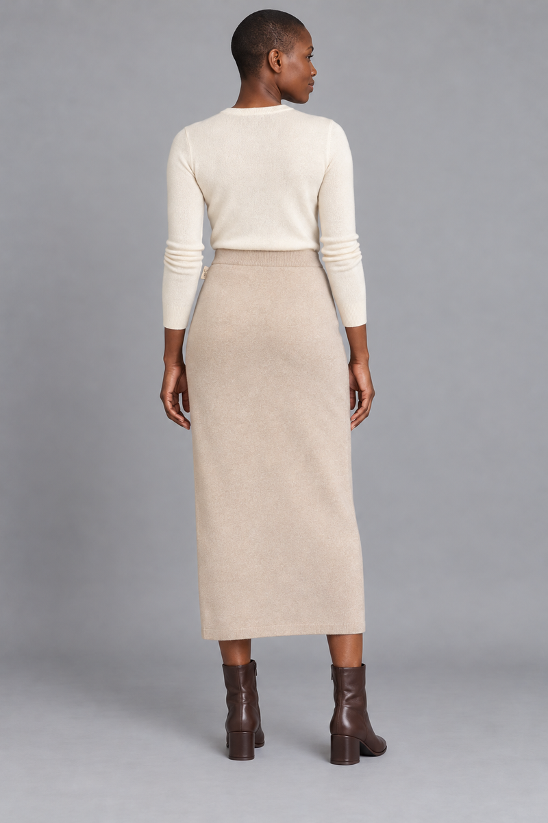 STILL Women's Soft Column Knit Skirt — Oat, View 2