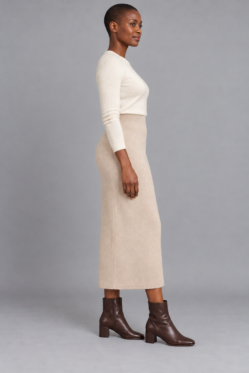 STILL Women's Soft Column Knit Skirt — Oat, View 4