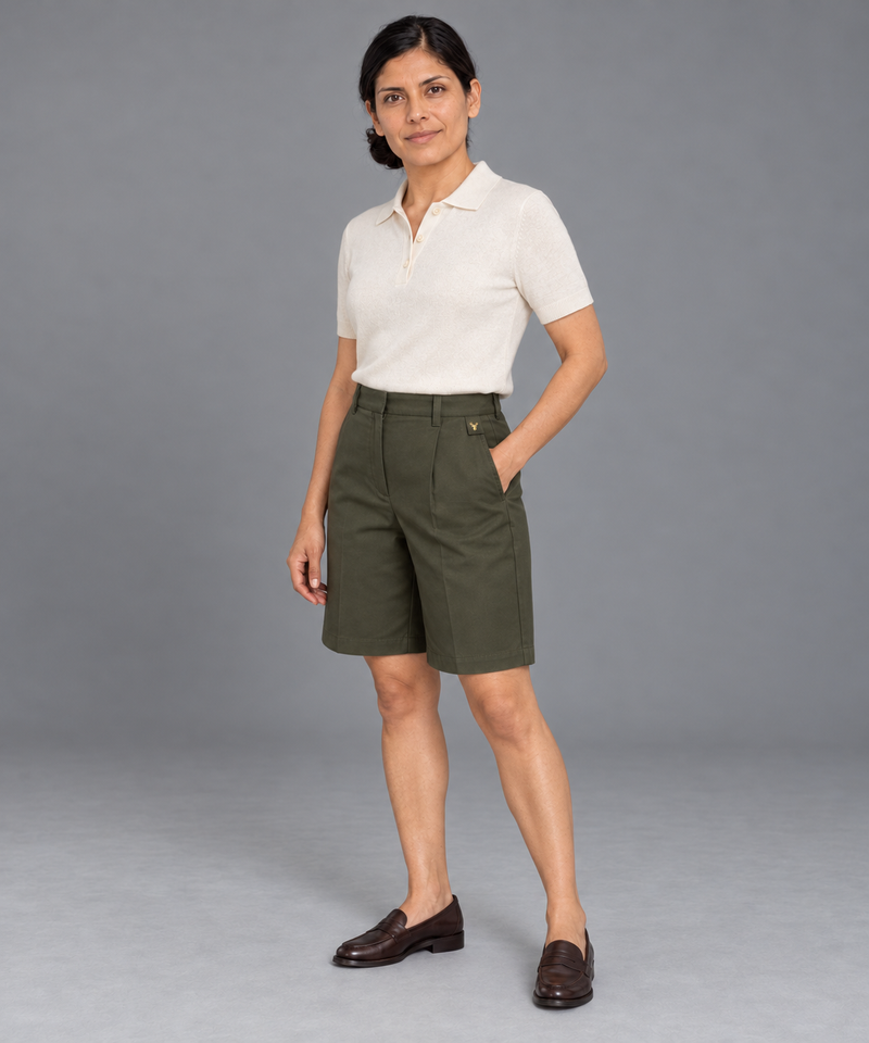 STILL Women's Gallery Tailored Bermuda — Dark Olive, View 3