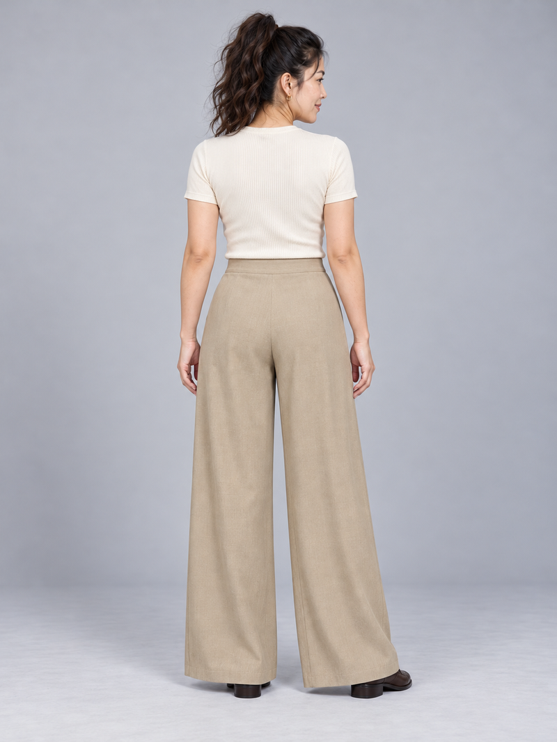 STILL Women's Air Line Palazzo Trousers — Flax, View 2