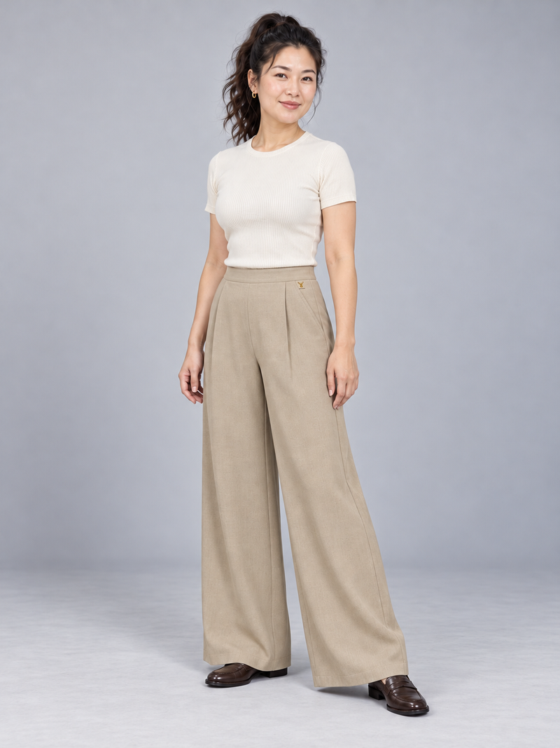 STILL Women's Air Line Palazzo Trousers — Flax, View 3