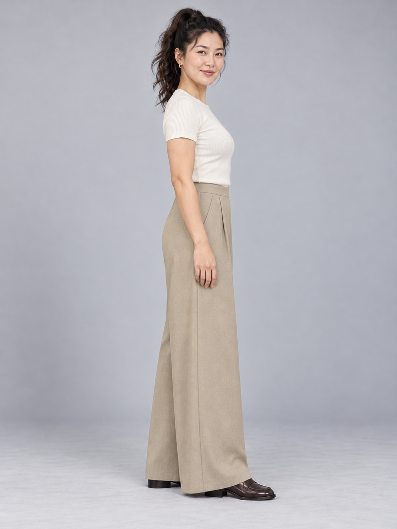 STILL Women's Air Line Palazzo Trousers — Flax, View 4