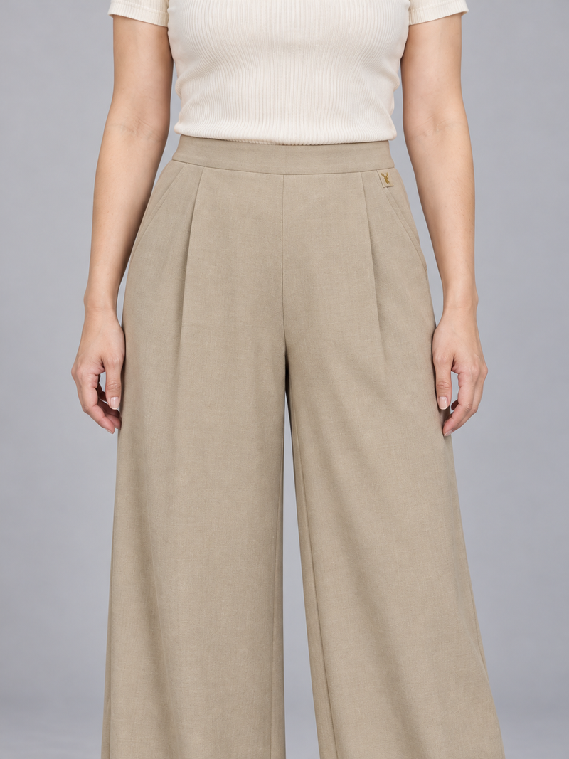 STILL Women's Air Line Palazzo Trousers — Flax, View 5