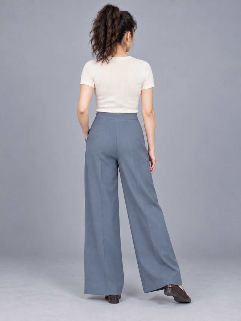 STILL Women's Air Line Palazzo Trousers — Slate Blue, View 2