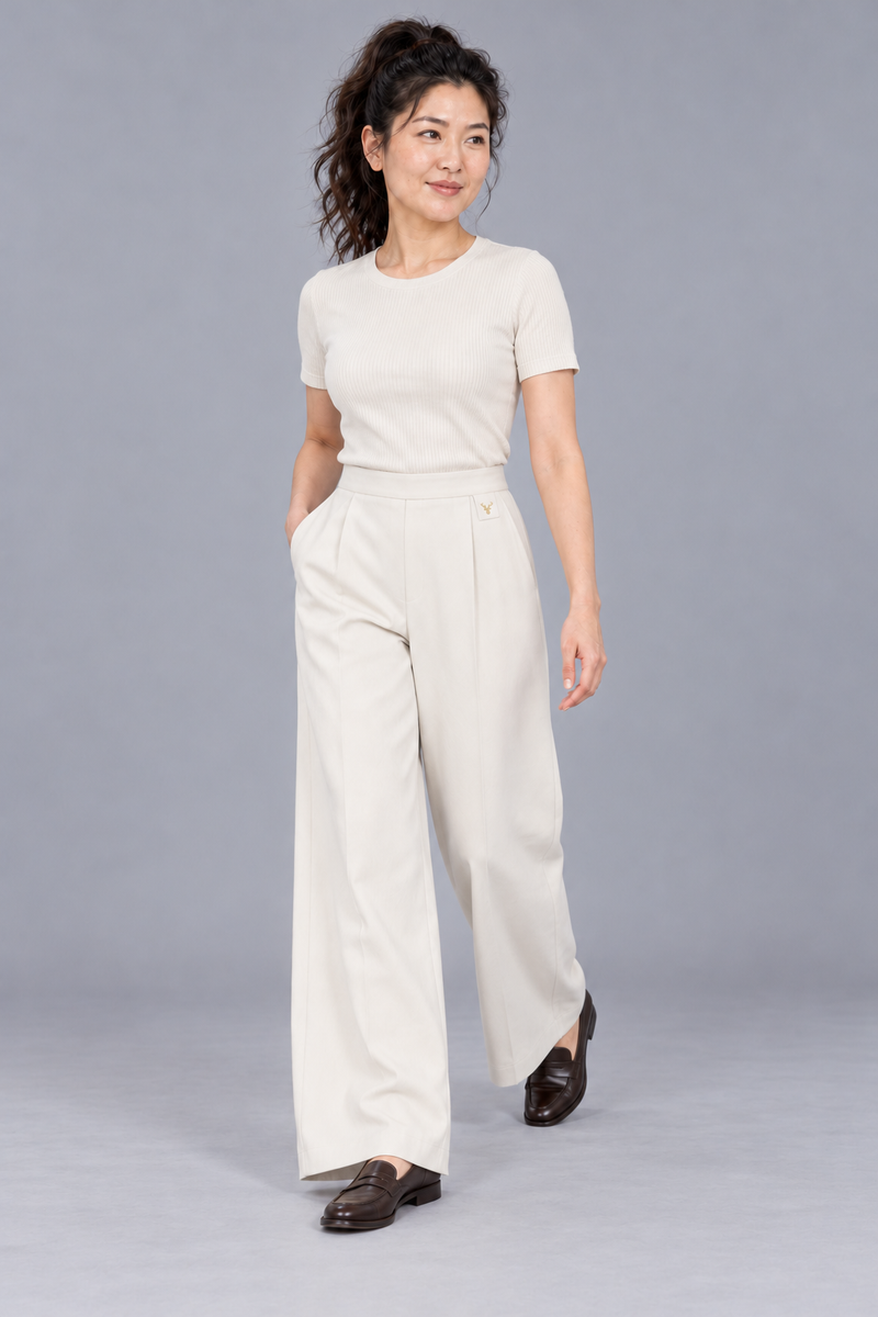 STILL Women's Air Line Palazzo Trousers — Soft White, View 3