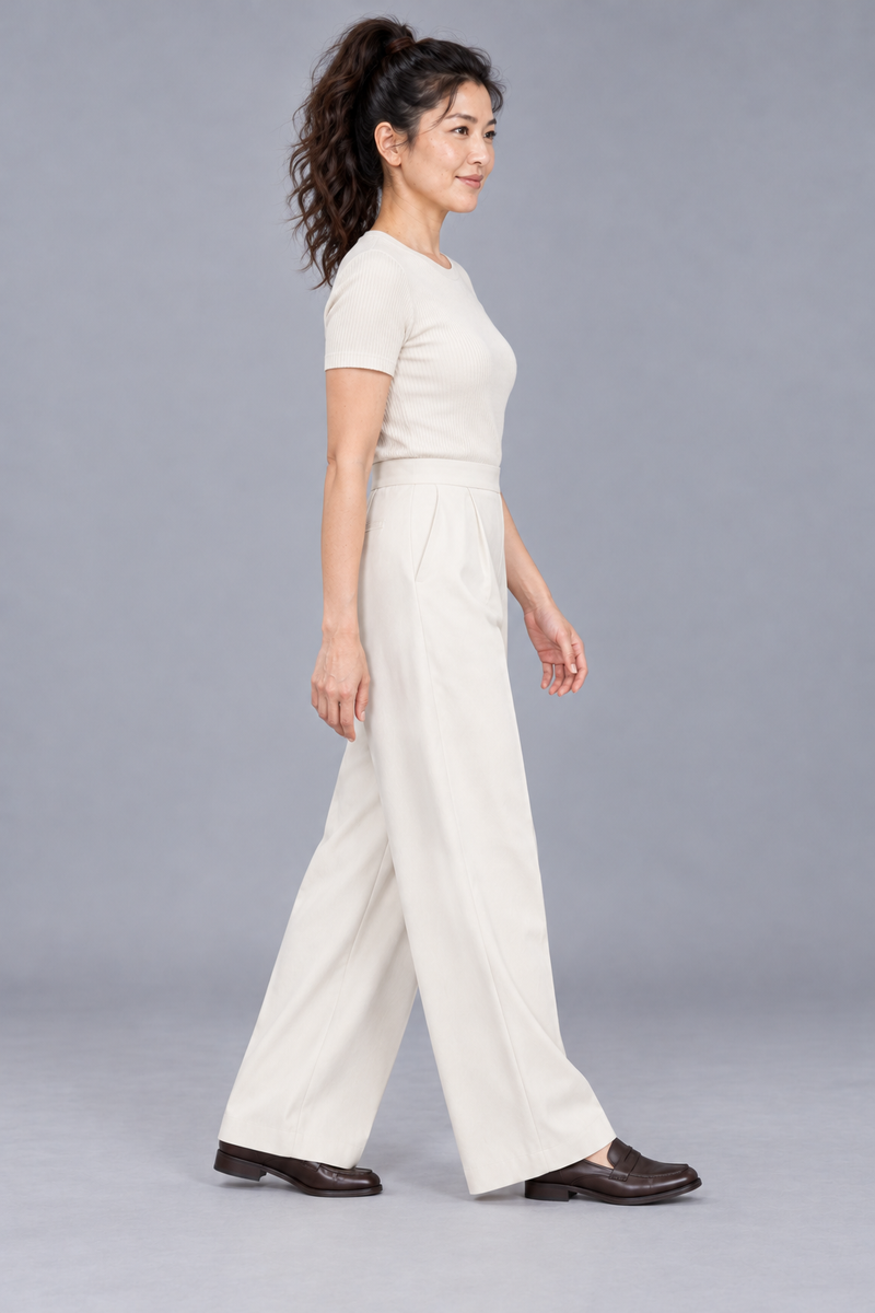 STILL Women's Air Line Palazzo Trousers — Soft White, View 4