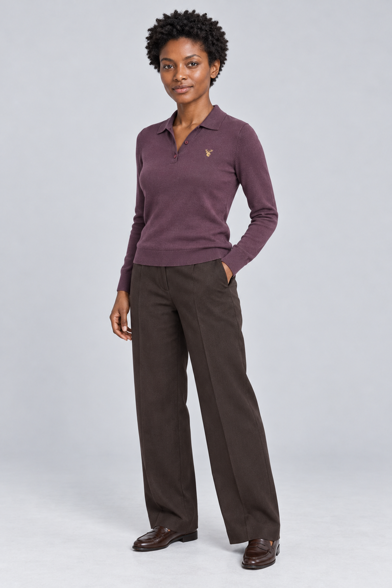 STILL Women's Soft Structure Knit Polo — Dusty Plum, View 3