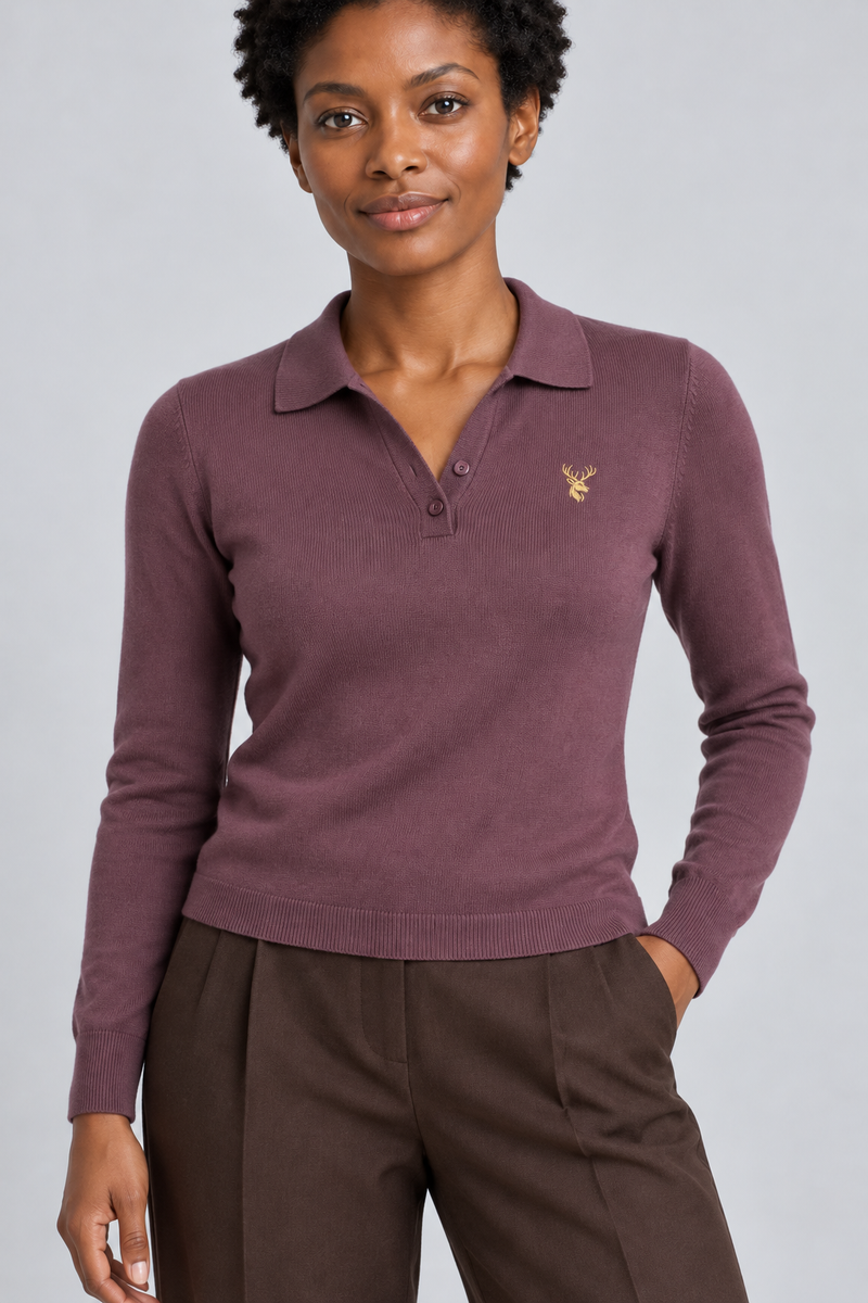 STILL Women's Soft Structure Knit Polo — Dusty Plum, View 5