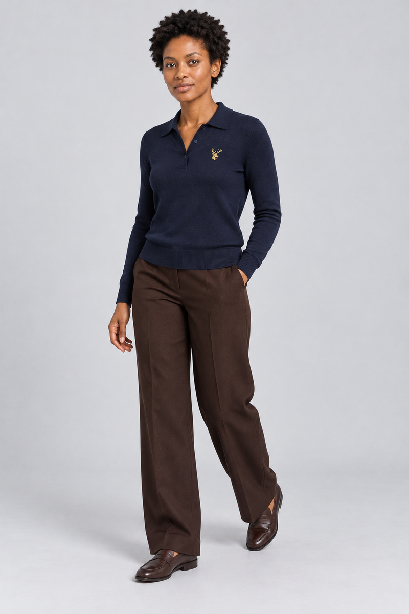 STILL Women's Soft Structure Knit Polo — Ink Navy, View 3