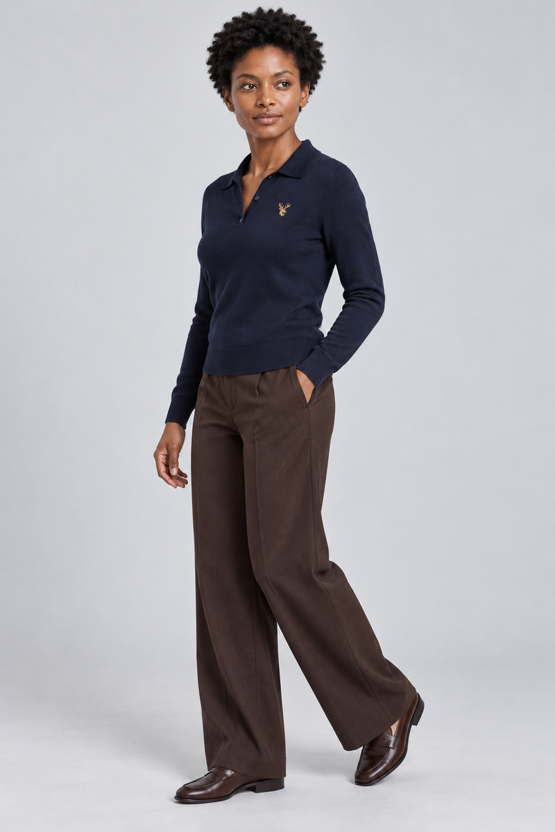 STILL Women's Soft Structure Knit Polo — Ink Navy, View 4
