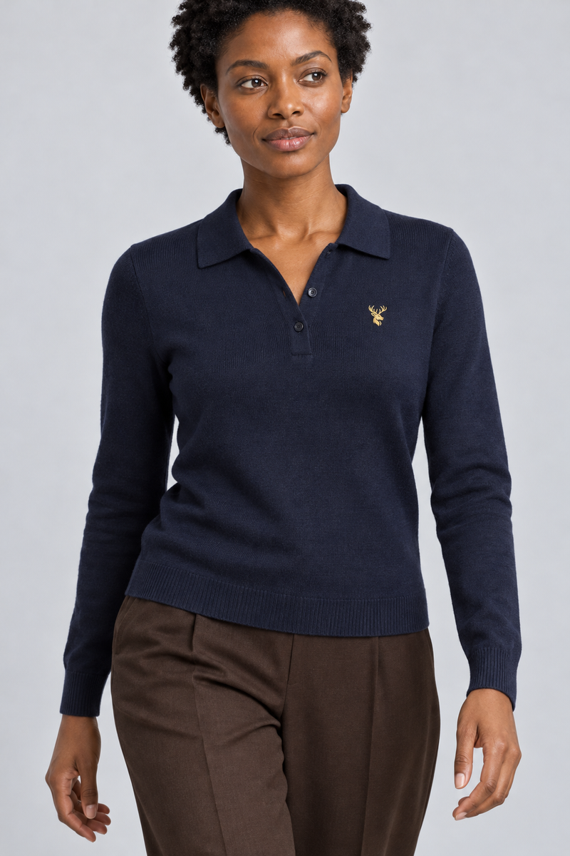 STILL Women's Soft Structure Knit Polo — Ink Navy, View 5