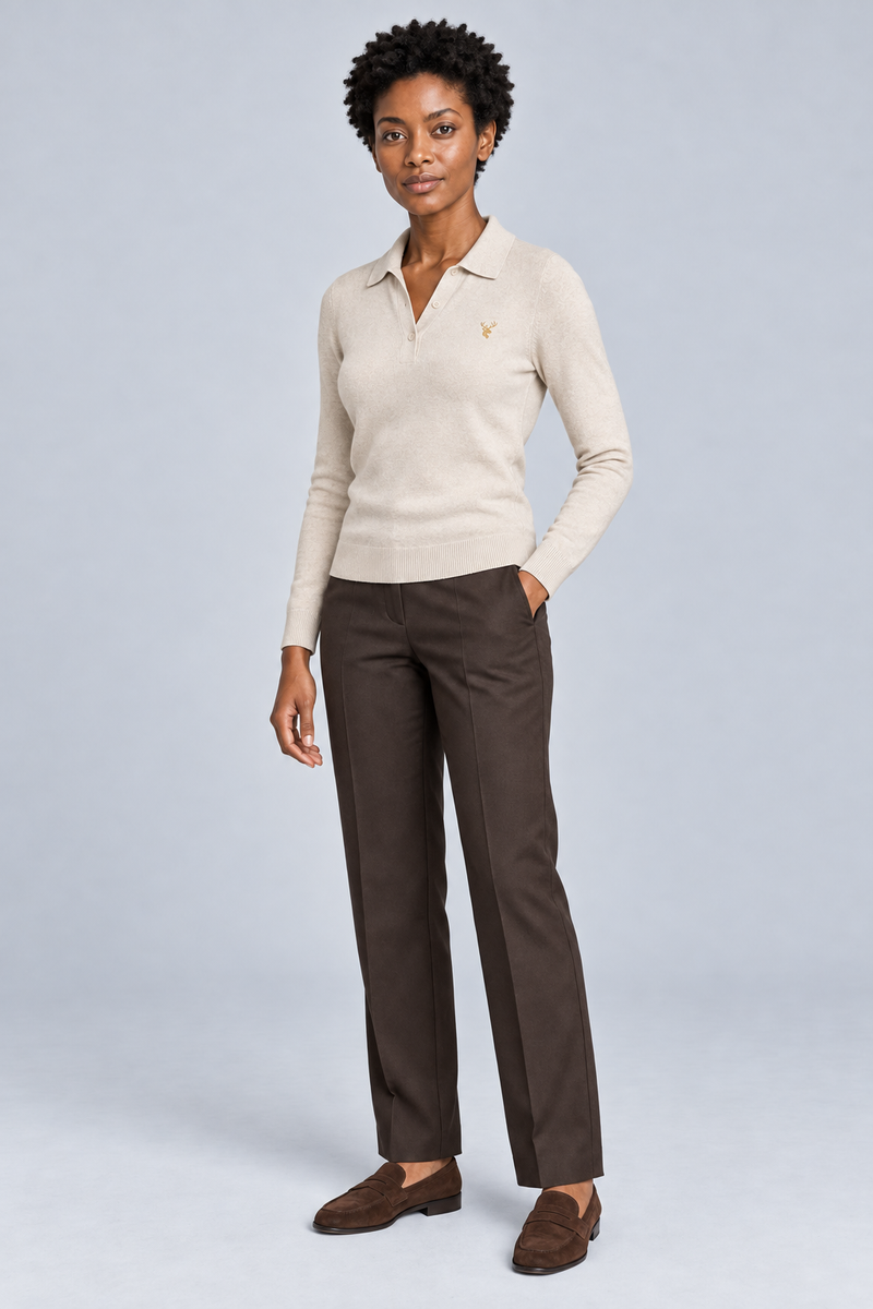 STILL Women's Soft Structure Knit Polo — Oat, View 3