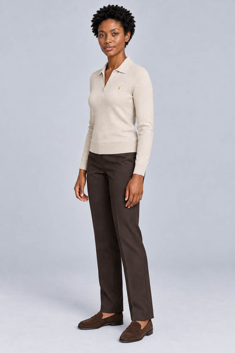 STILL Women's Soft Structure Knit Polo — Oat, View 4