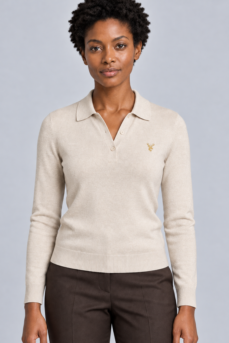 STILL Women's Soft Structure Knit Polo — Oat, View 5
