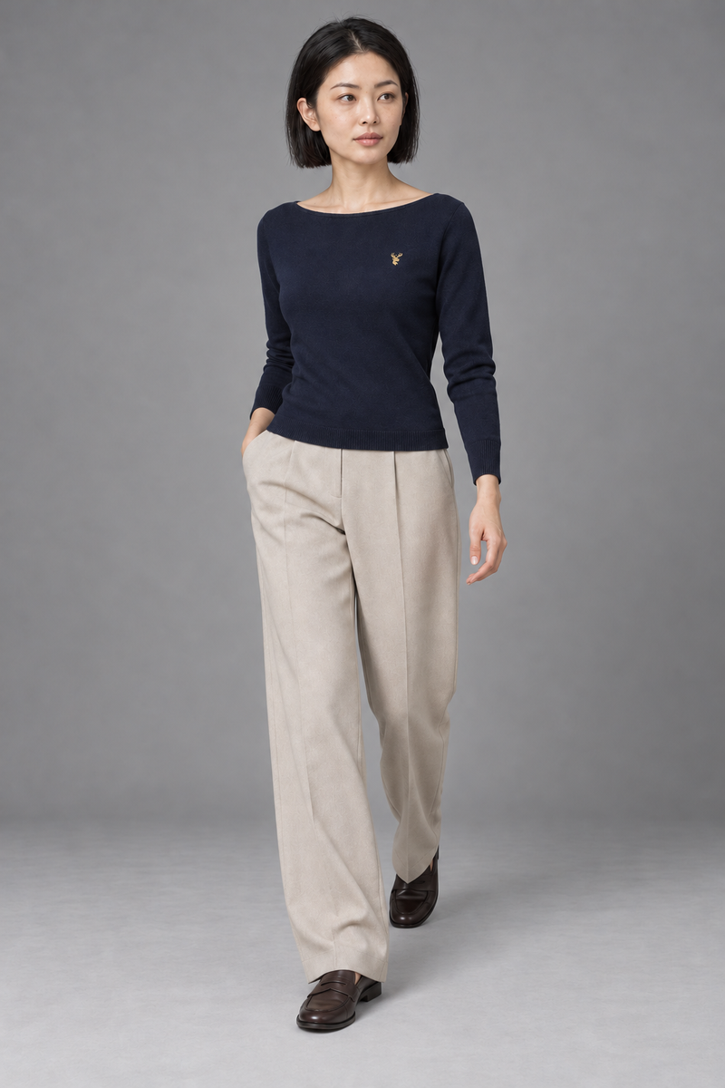 STILL Women's Evening Boat-Neck Knit — Ink Navy, View 3