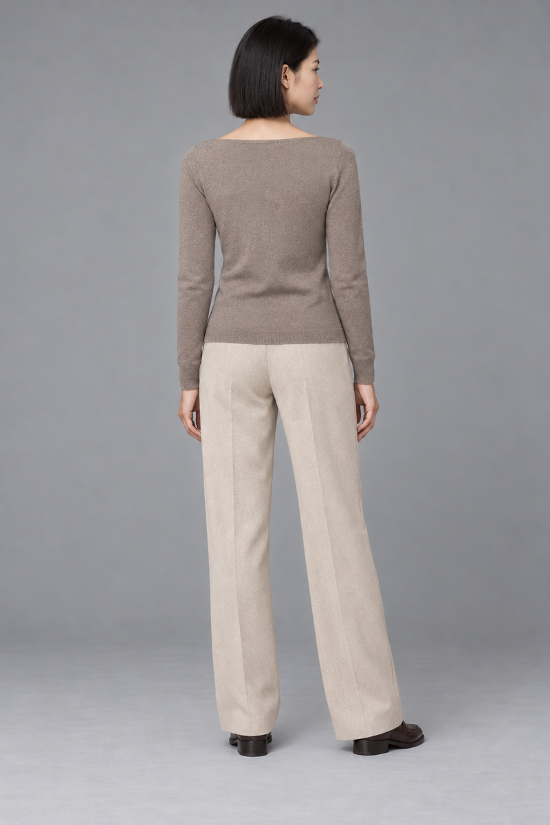 STILL Women's Evening Boat-Neck Knit — Mushroom, View 2