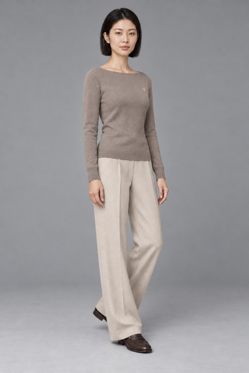 STILL Women's Evening Boat-Neck Knit — Mushroom, View 3