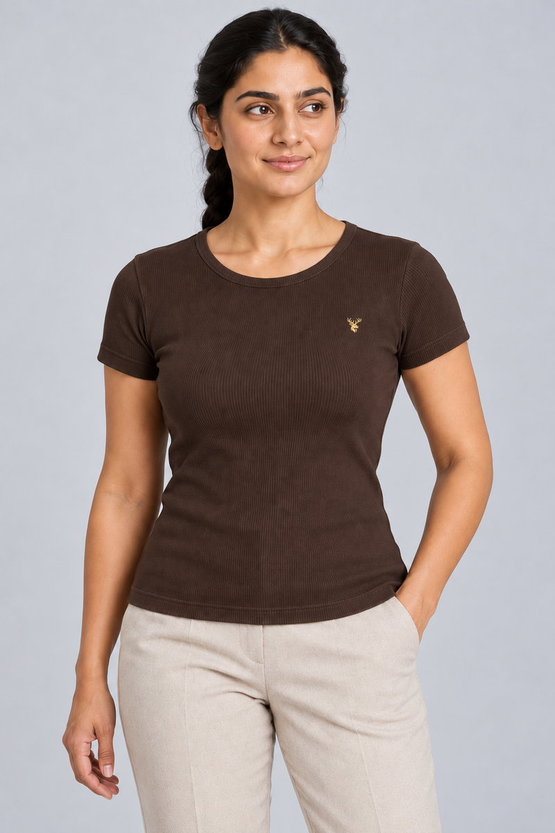 STILL Women's Contour Rib Tee — Espresso, View 5