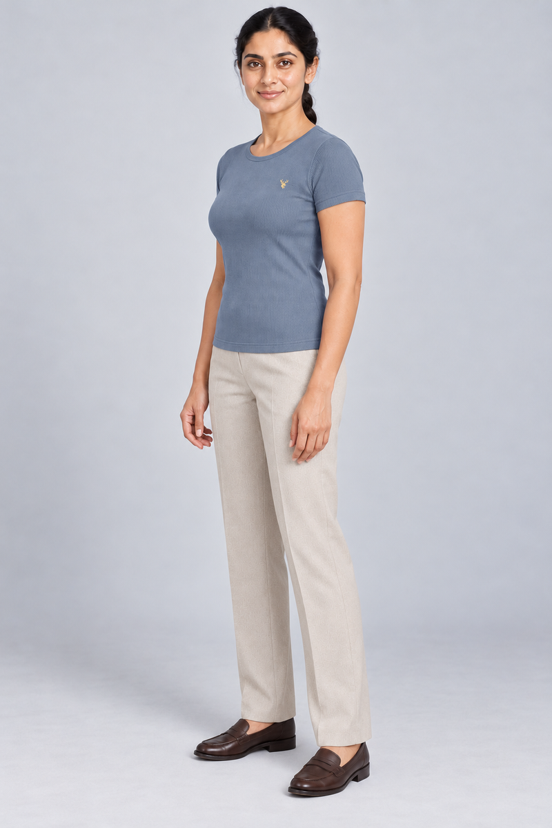 STILL Women's Contour Rib Tee — Slate Blue, View 4
