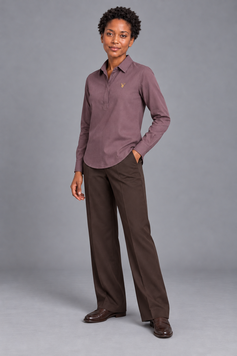 STILL Women's Quiet Line Popover Shirt — Dusty Plum, View 3