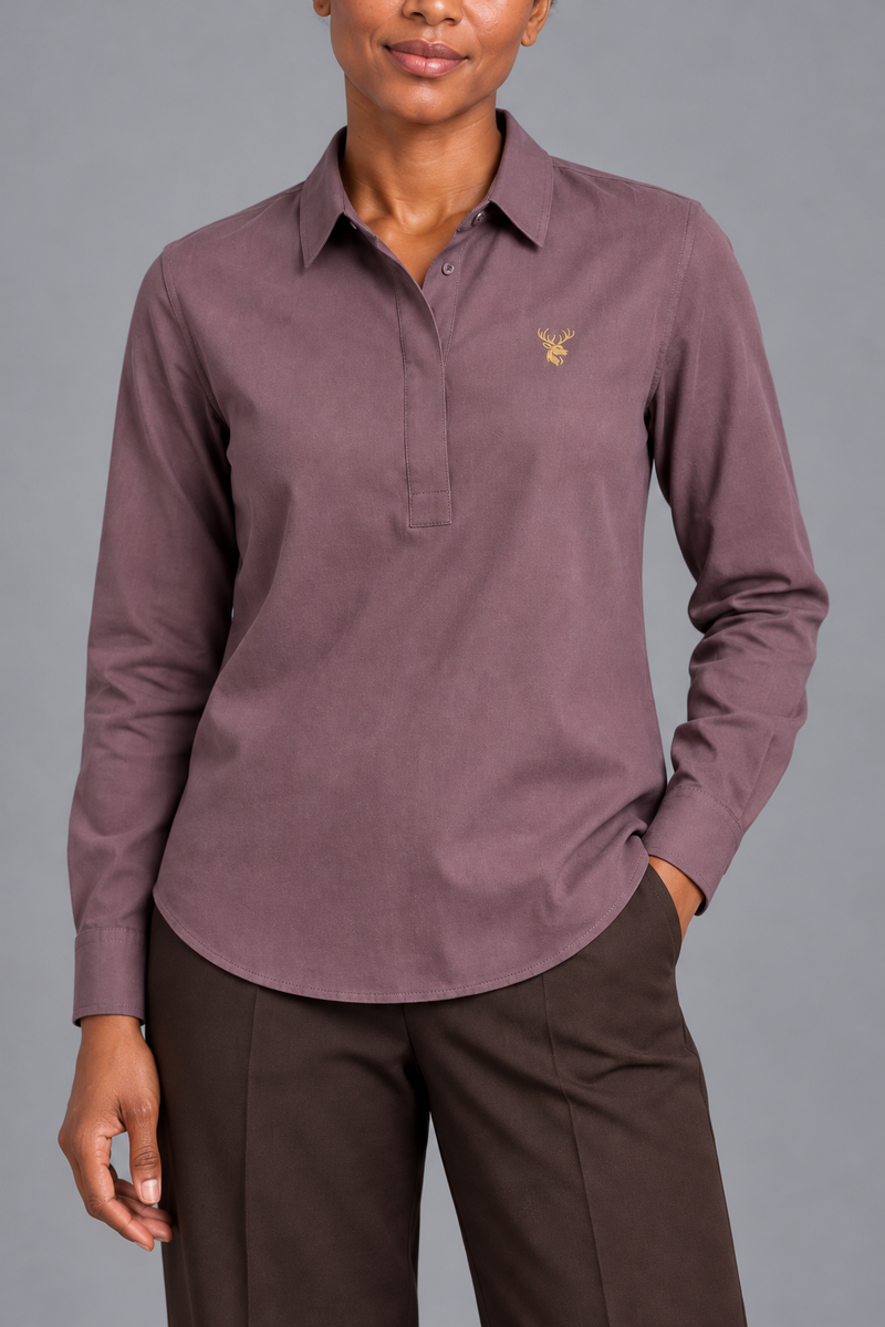 STILL Women's Quiet Line Popover Shirt — Dusty Plum, View 5