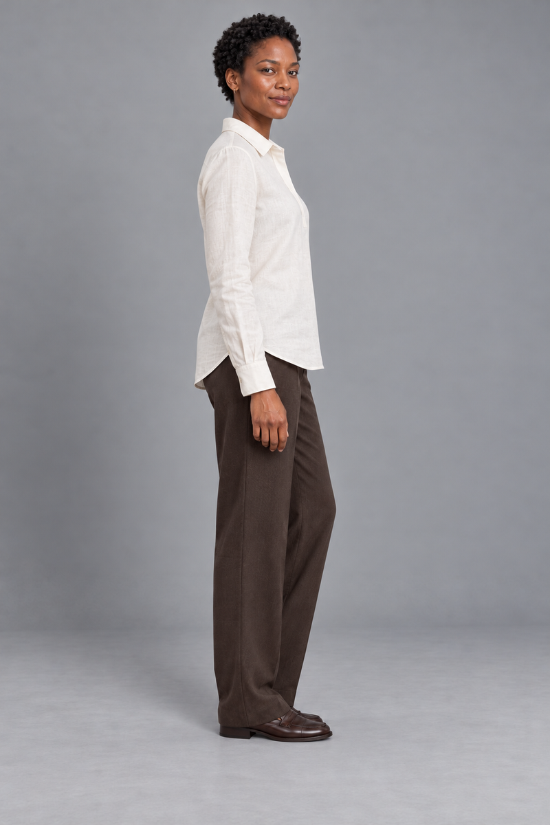 STILL Women's Quiet Line Popover Shirt — Soft White, View 4