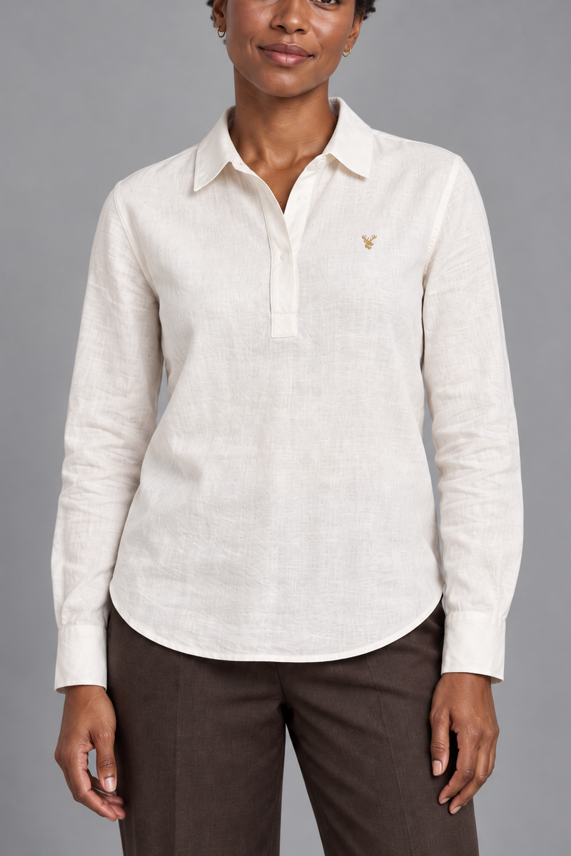 STILL Women's Quiet Line Popover Shirt — Soft White, View 5