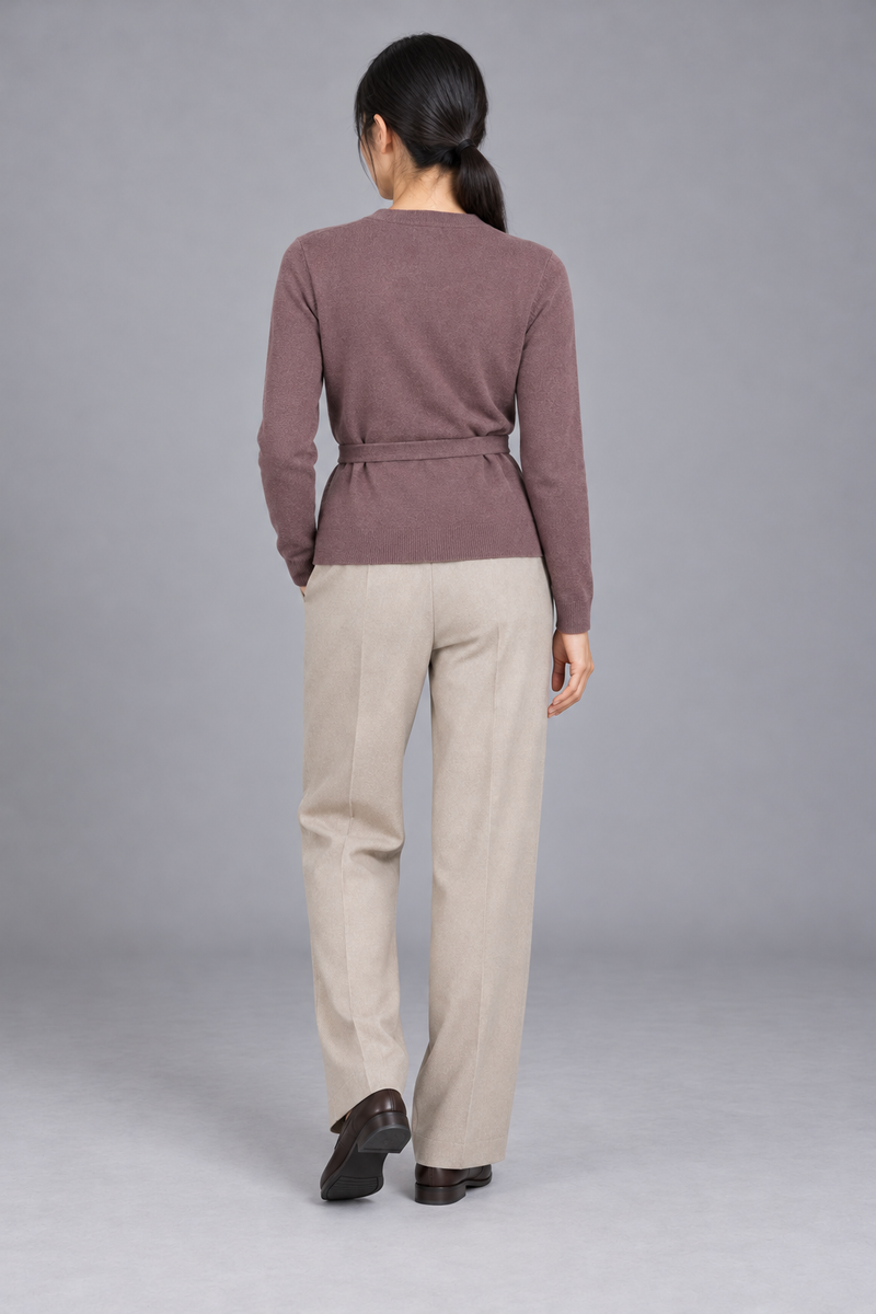 STILL Women's Soft Tie Cardigan — Dusty Plum, View 2