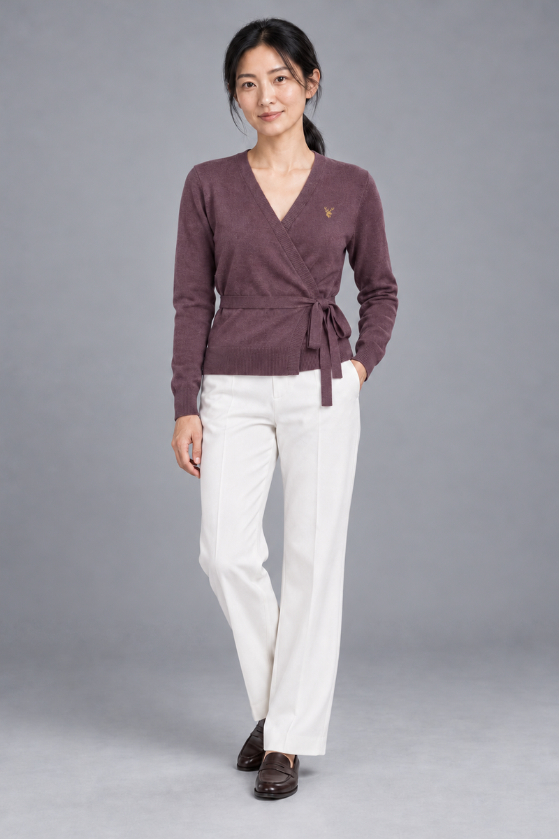 STILL Women's Soft Tie Cardigan — Dusty Plum, View 3