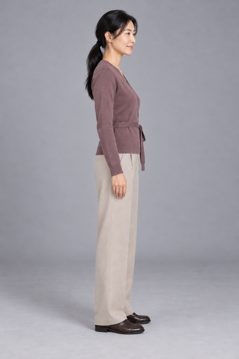 STILL Women's Soft Tie Cardigan — Dusty Plum, View 4