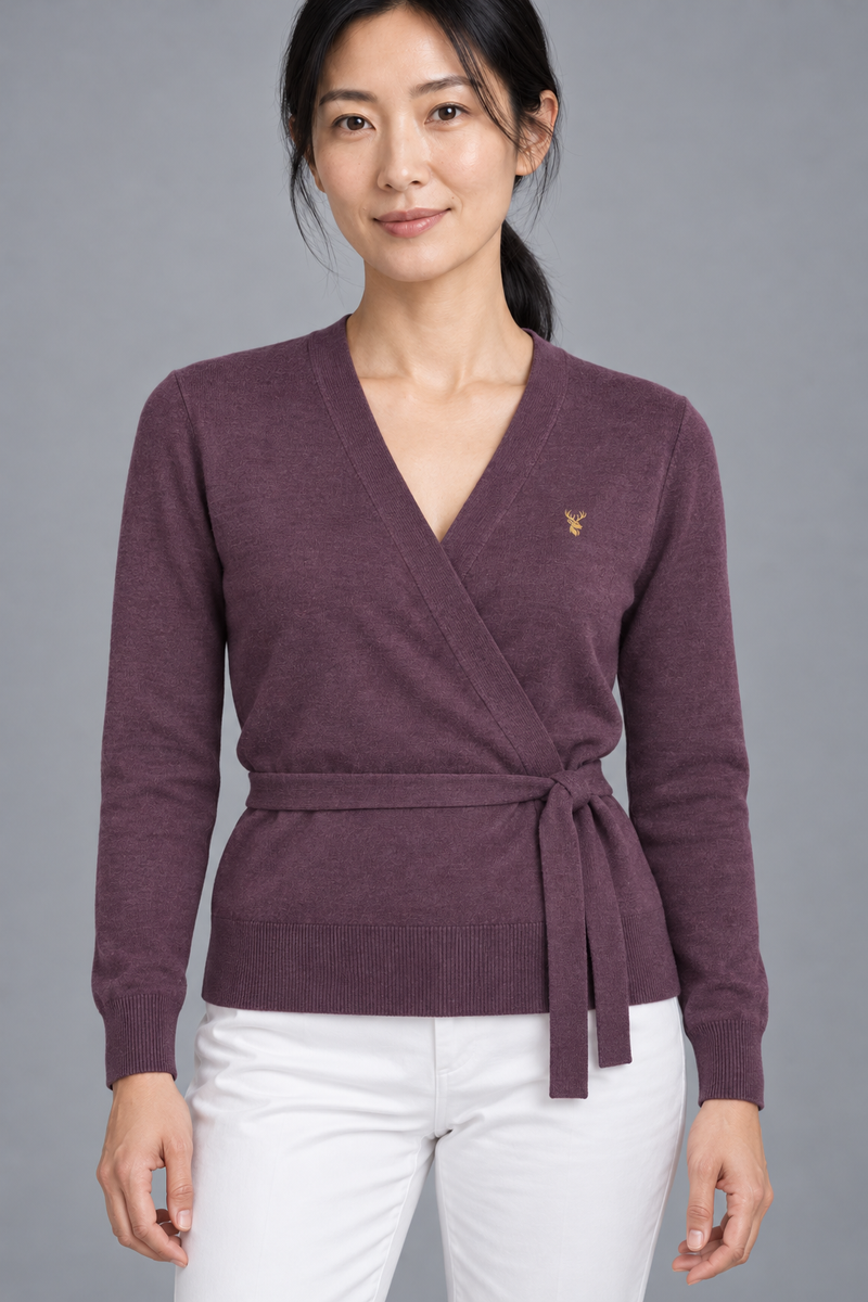 STILL Women's Soft Tie Cardigan — Dusty Plum, View 5