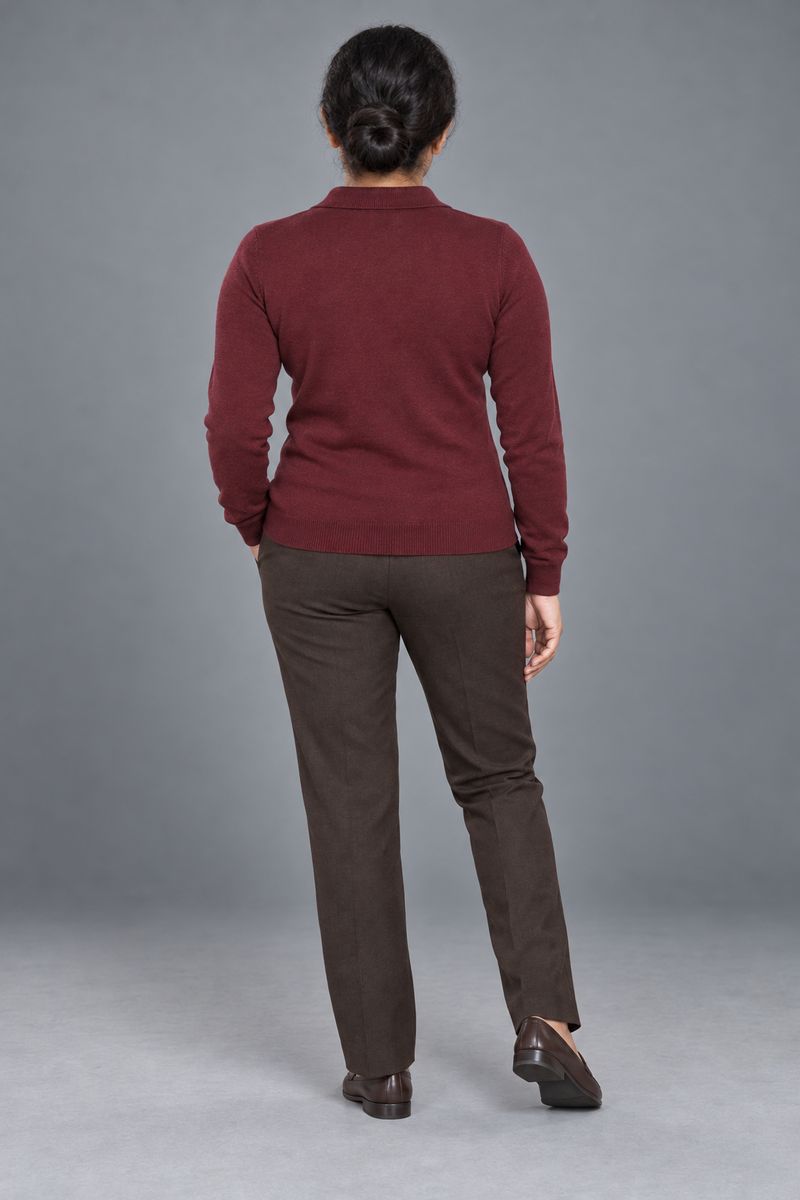 STILL Women's Soft Fold Zip Knit — Deep Burgundy, View 2