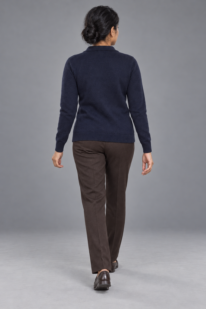 STILL Women's Soft Fold Zip Knit — Ink Navy, View 2