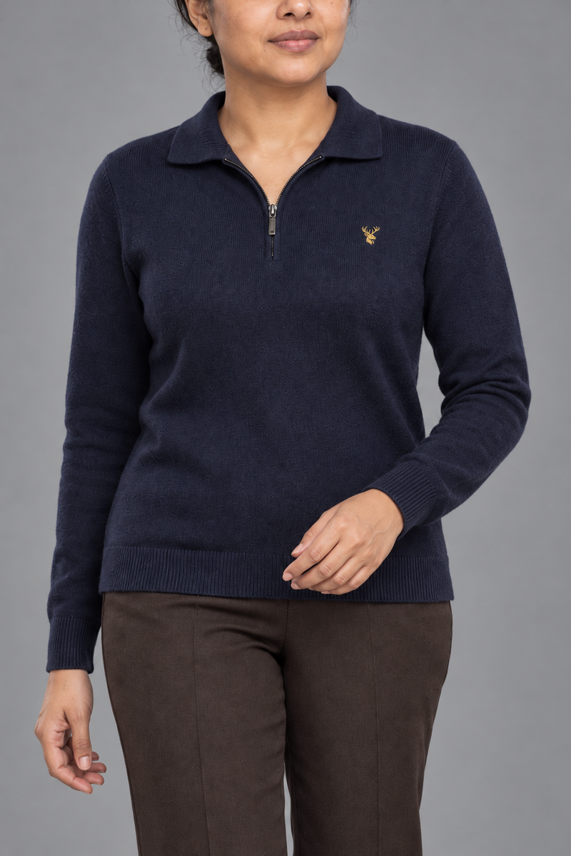 STILL Women's Soft Fold Zip Knit — Ink Navy, View 5