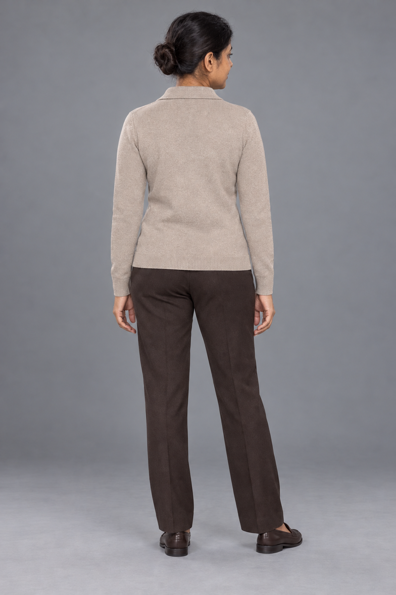 STILL Women's Soft Fold Zip Knit — Pebble, View 2