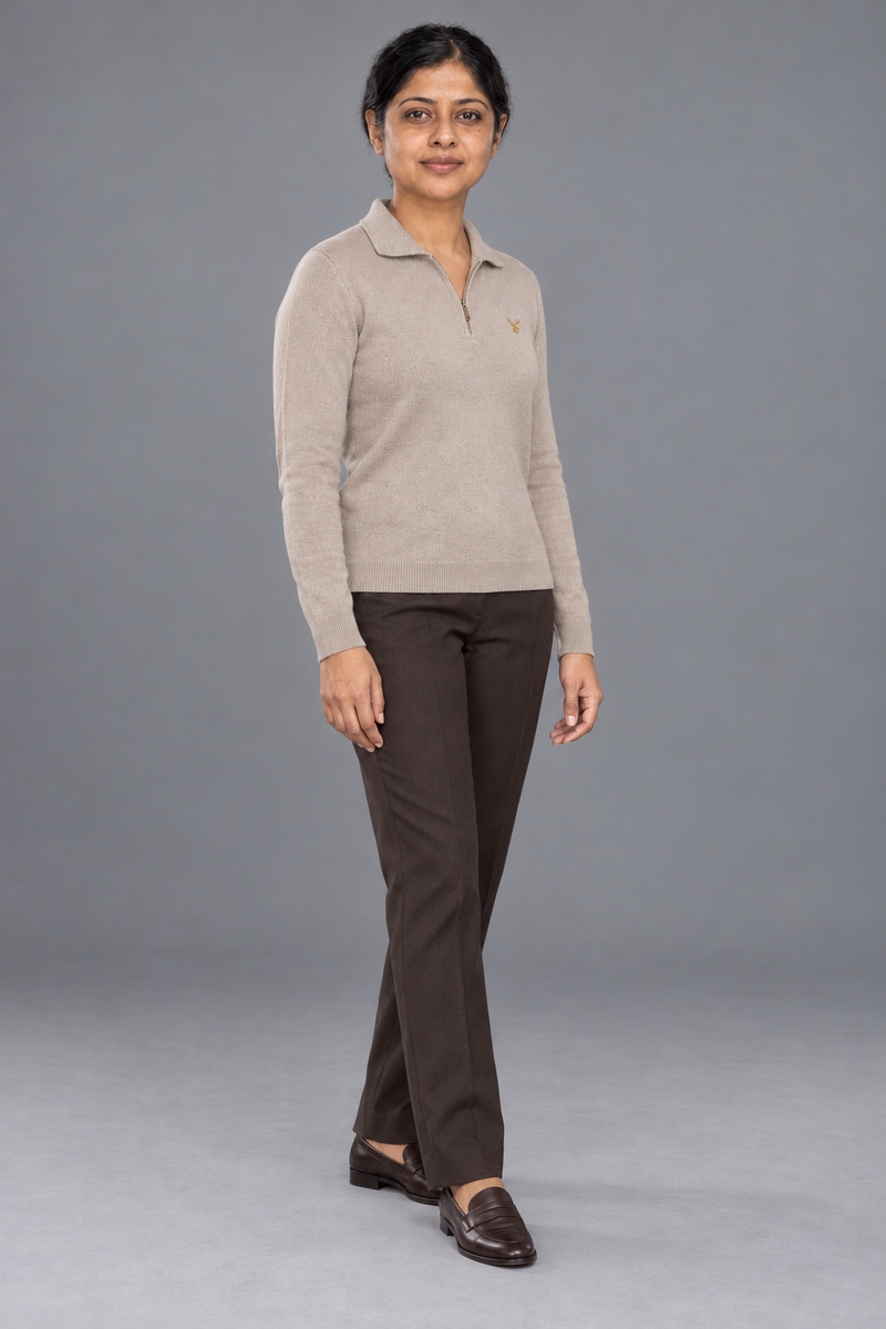 STILL Women's Soft Fold Zip Knit — Pebble, View 3