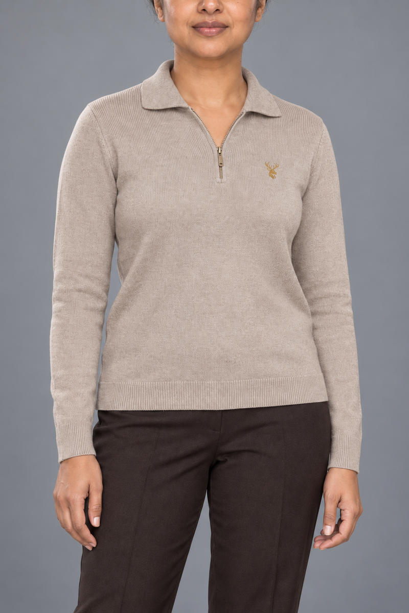 STILL Women's Soft Fold Zip Knit — Pebble, View 5