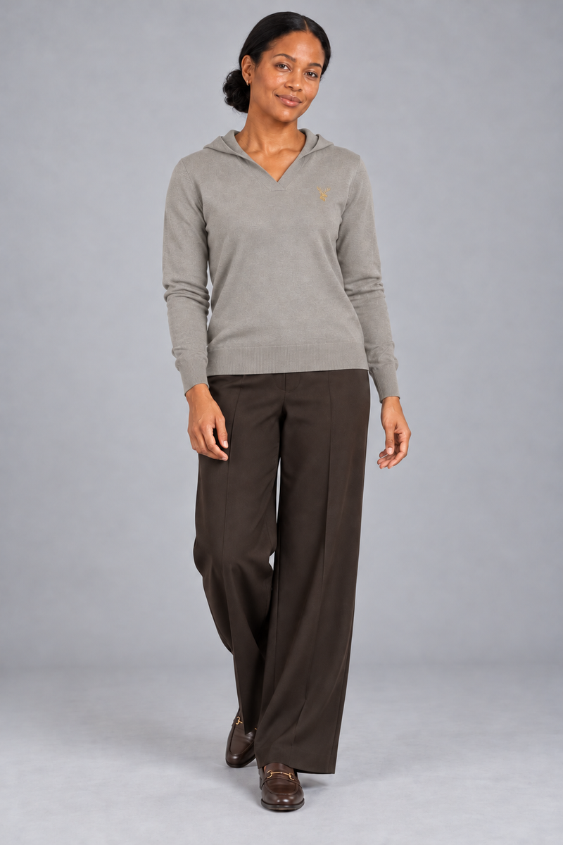 STILL Women's Air Line Hooded Knit — Warm Grey, View 3