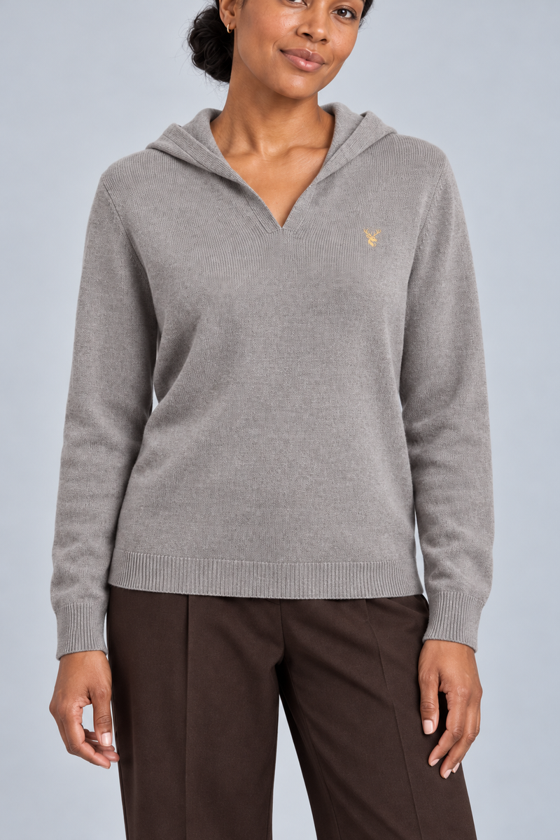 STILL Women's Air Line Hooded Knit — Warm Grey, View 5